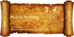 Nyiry Aranka névjegykártya